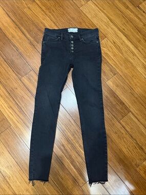 Free People Black High-Rise Skinny Jeans with Button Fly